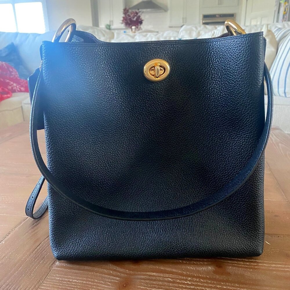 Black Coach leather bucket bag